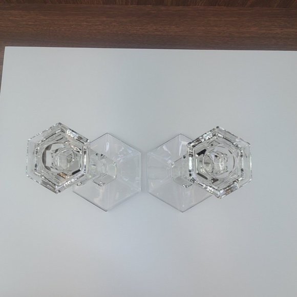 Vintage Val St. Lambert Crystal Gardenia 9" Candlesticks - Picture 4 of 11